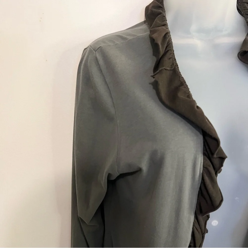Matilda Jane M Ruffle Cardigan Forest Fairy open Long Brown Gray Cotton